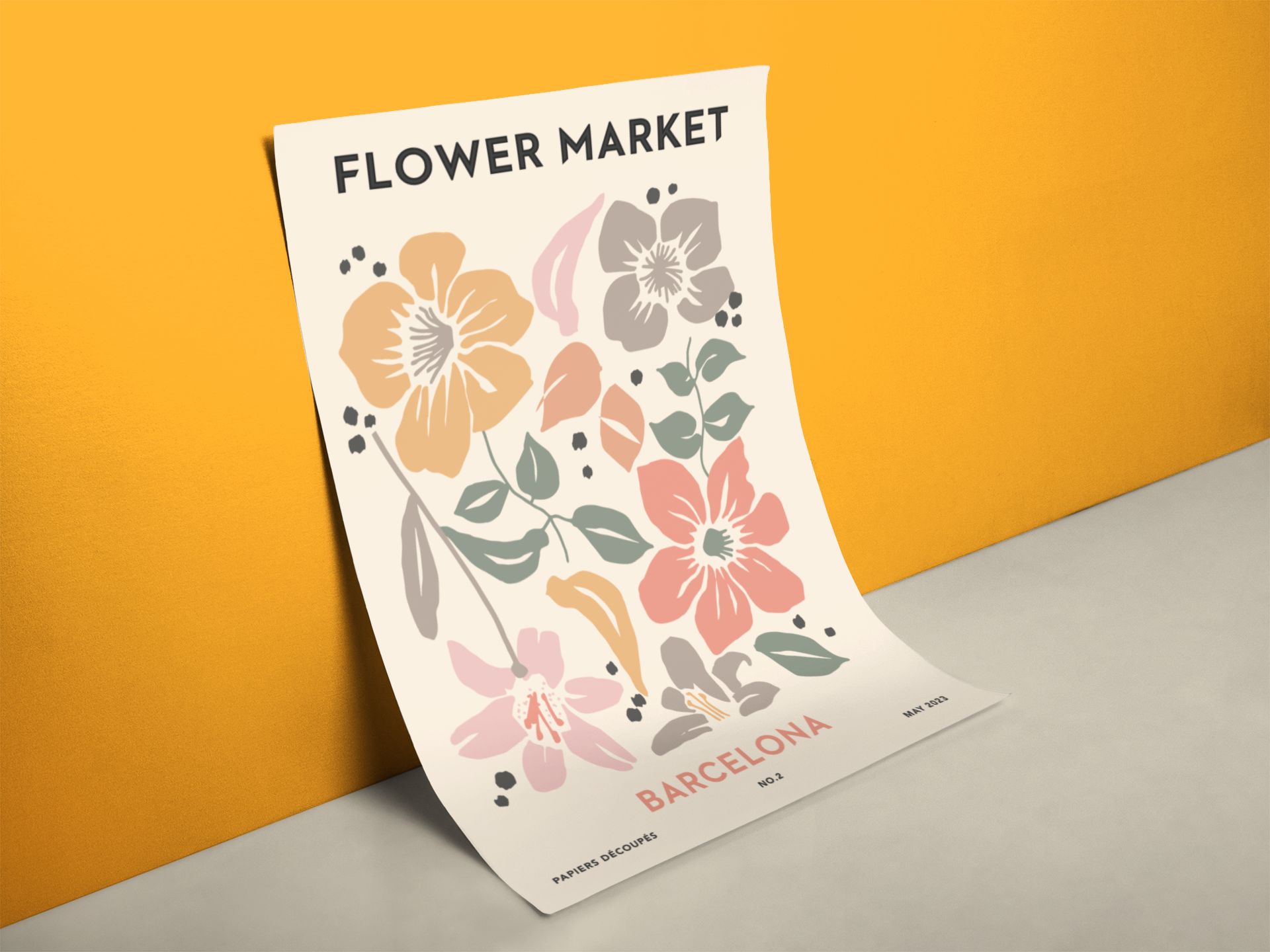 Blumenmarkt Barcelona Retro Poster