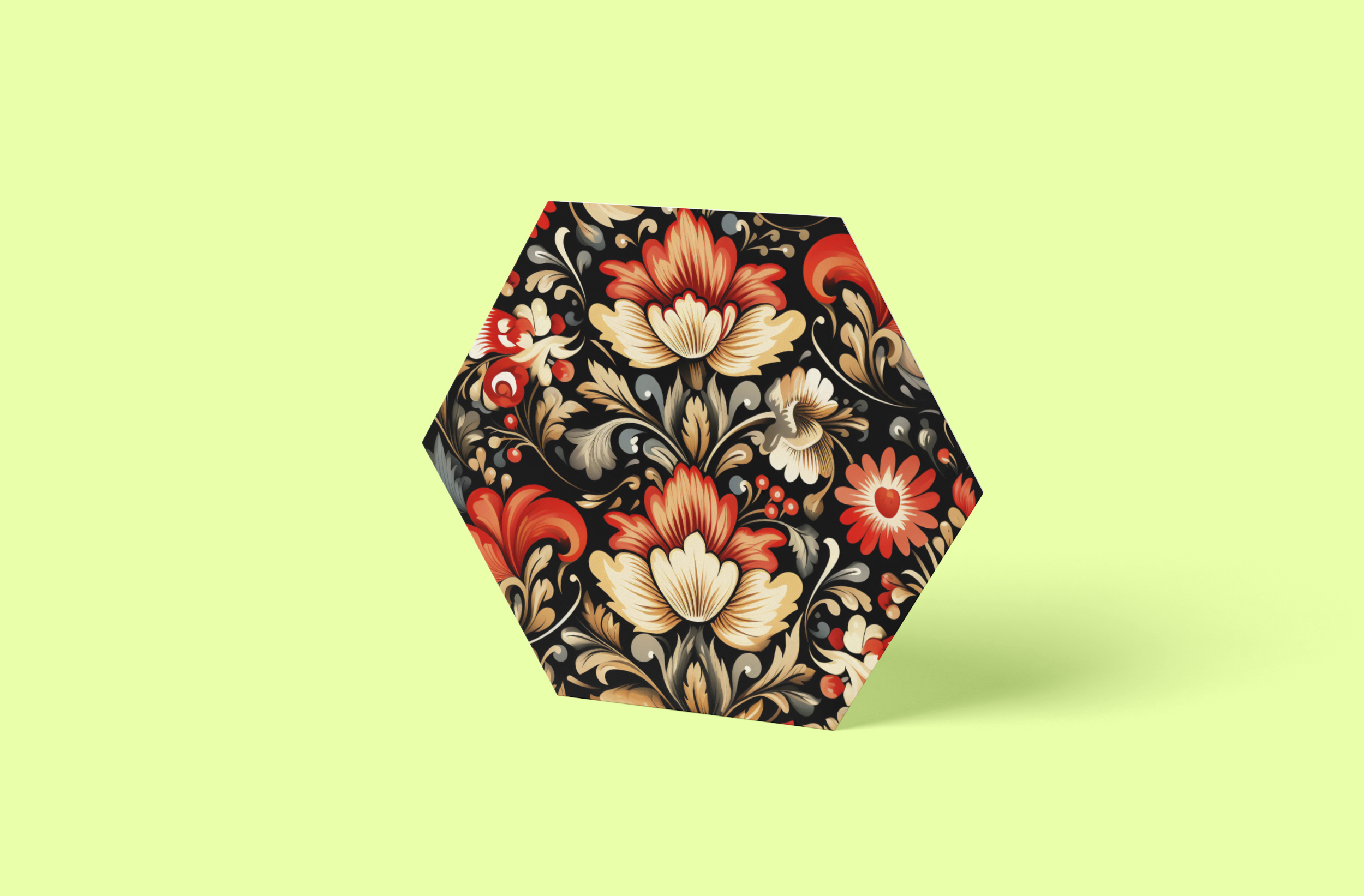 Blumenmuster Hexagon - Foto auf Alu