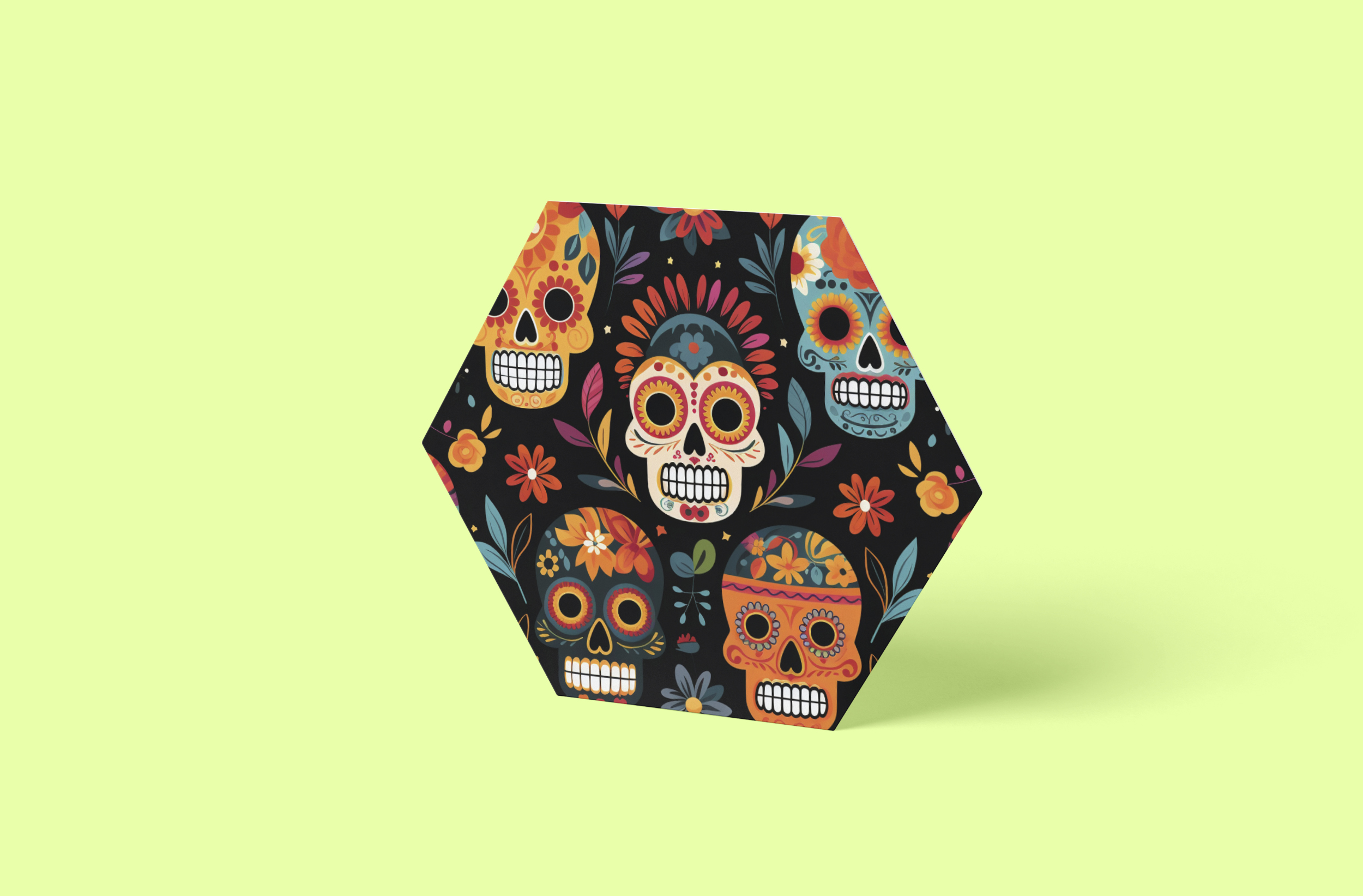 Dia Muertos Wandbild - Hexagon