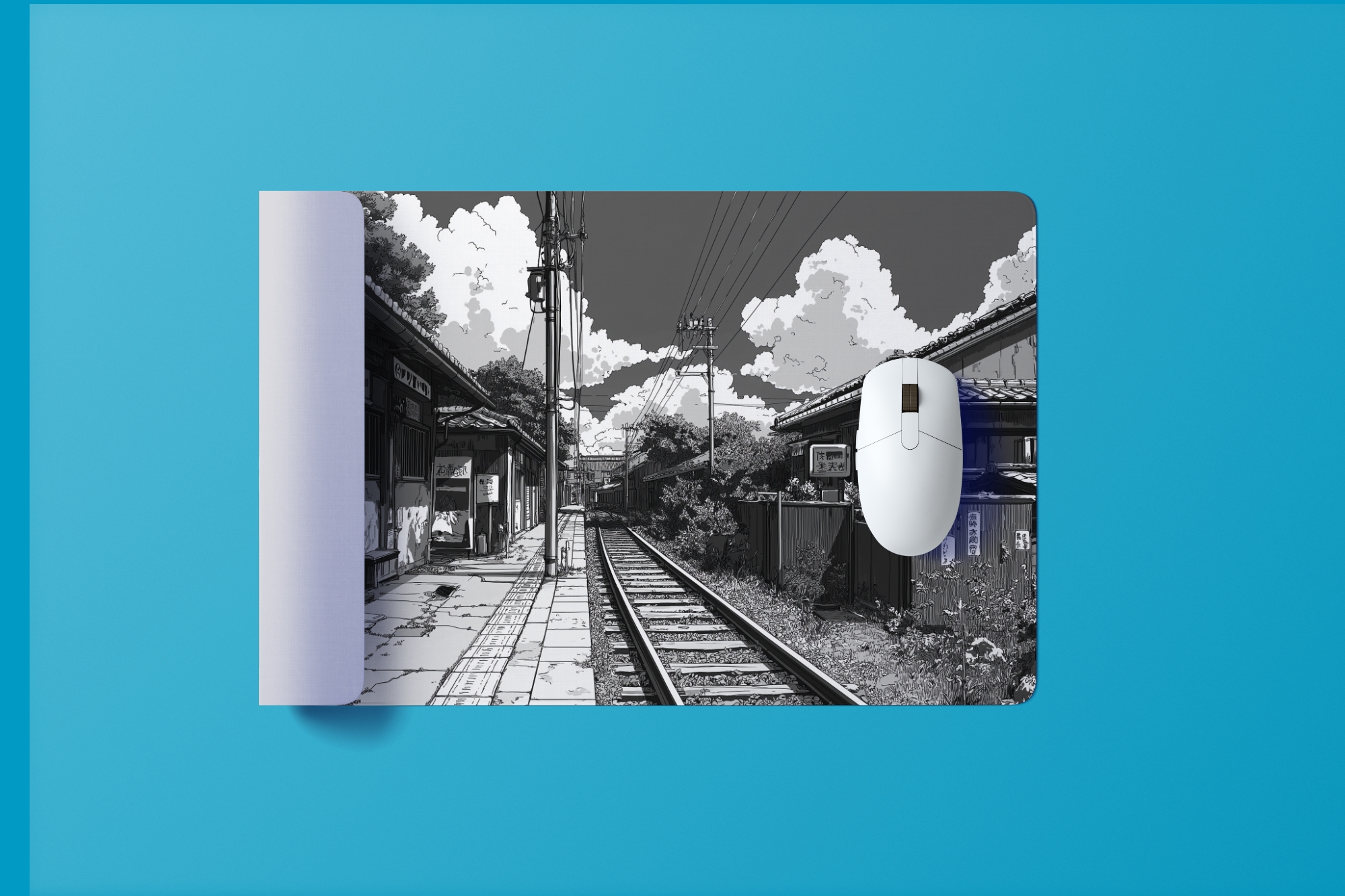 Manga Mauspad - Schwarz Weiß