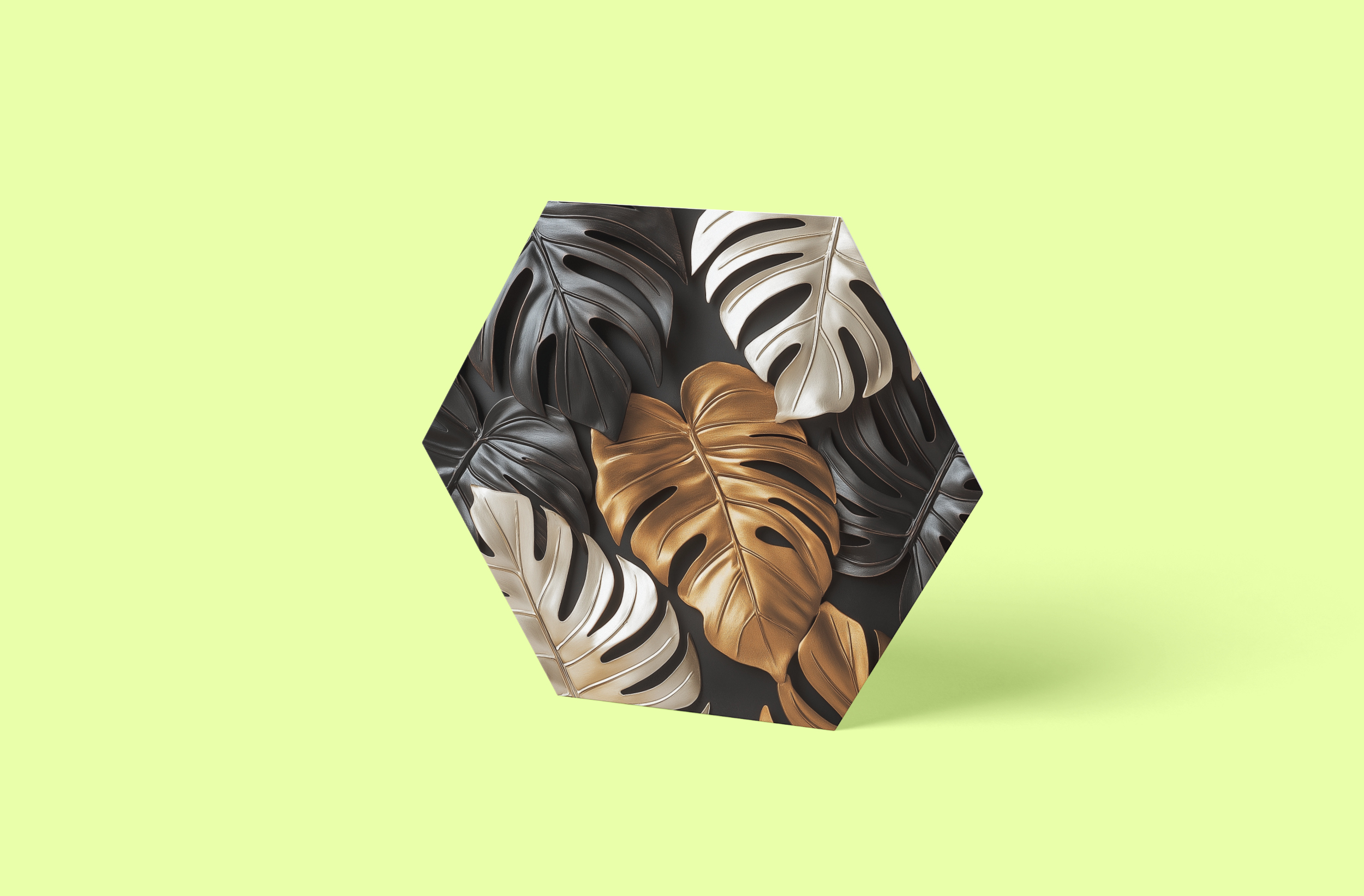 Monstera Hexagon Wandbild