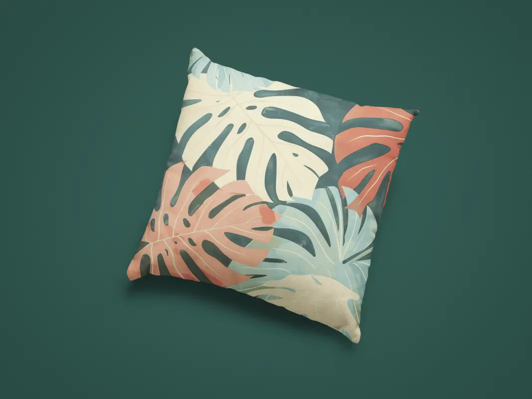 Pastel Kissen – Sanfte Monstera-Blätter