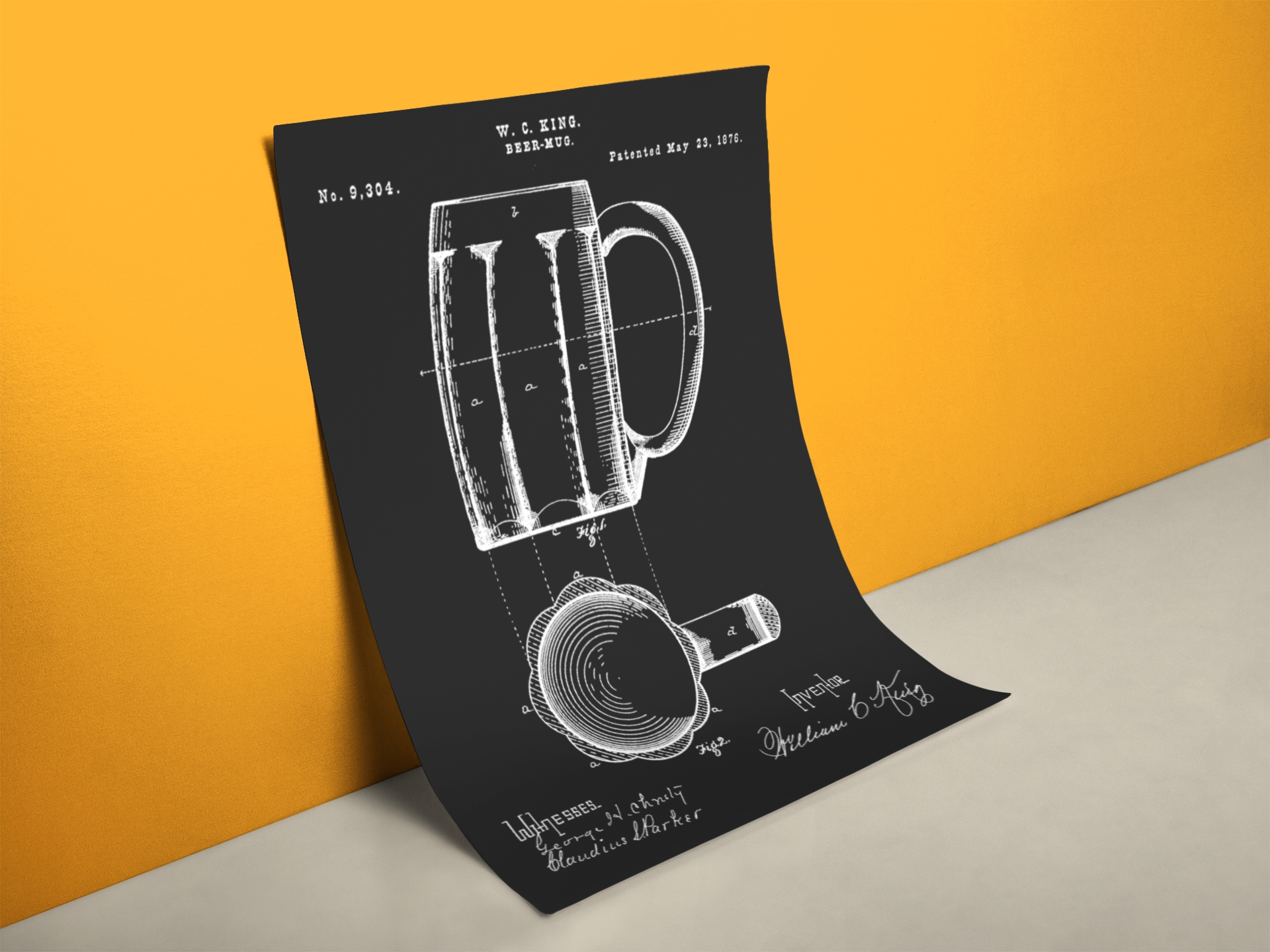 Patent Zeichnung Bierkrug Poster