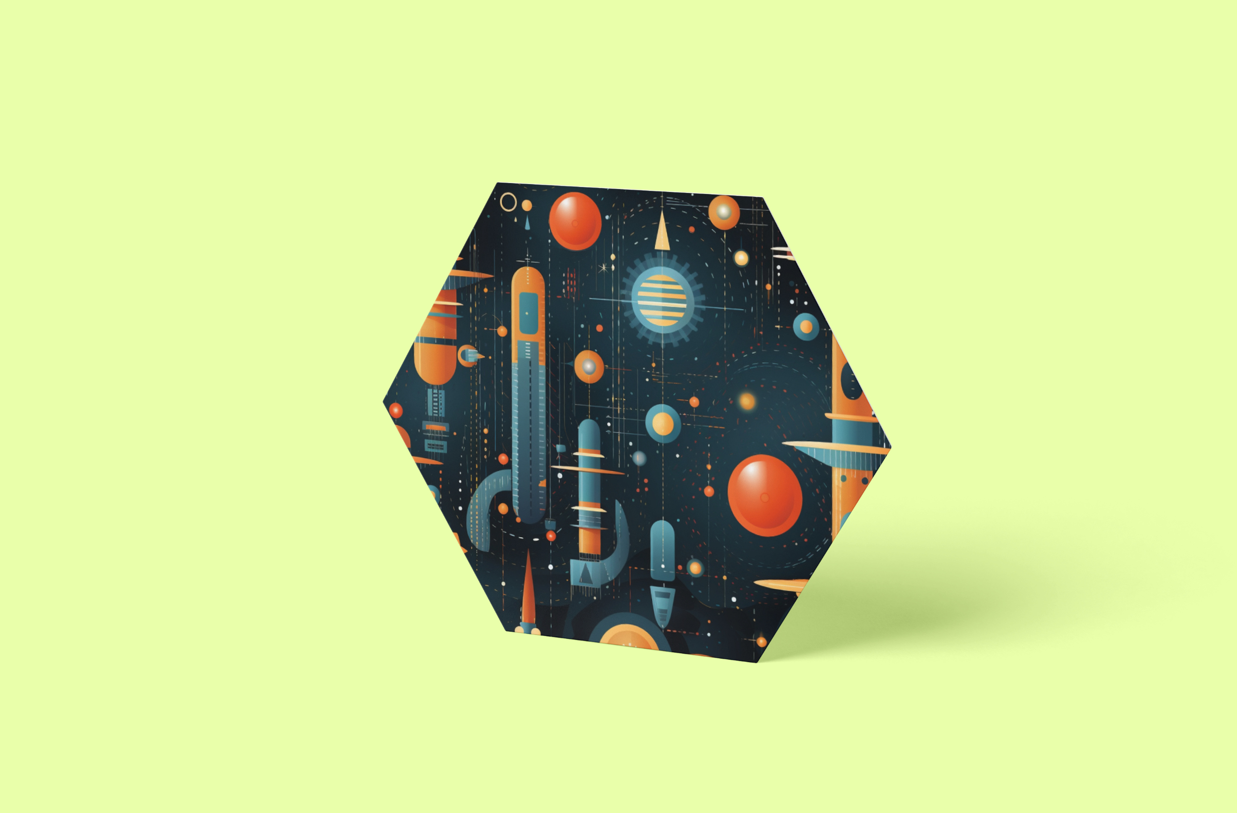 Science Fiction Hexagon Bild - Aluminium