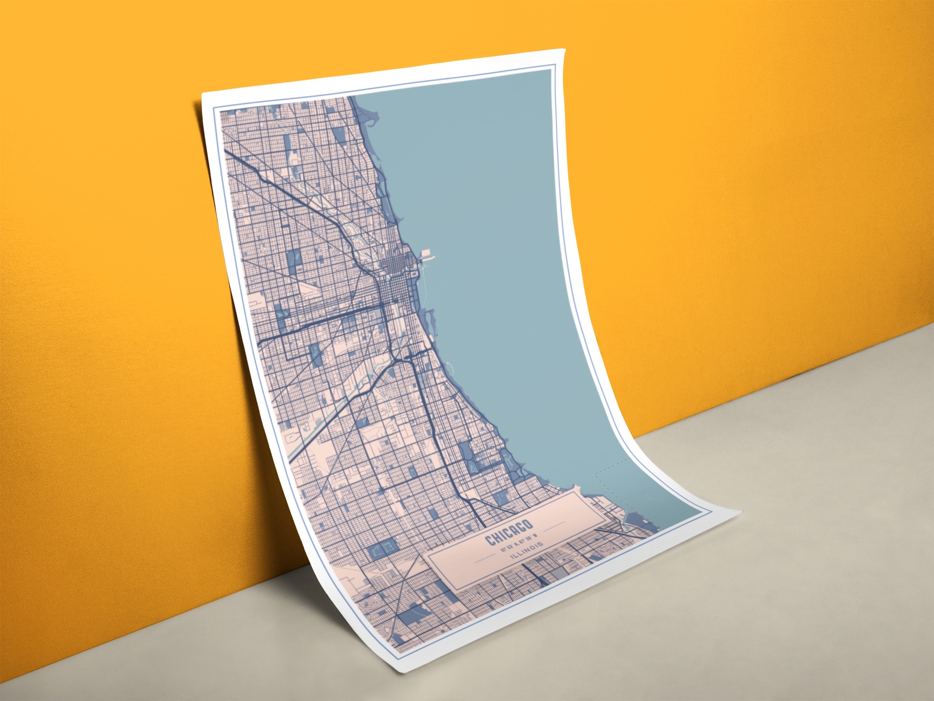 Stadtplan Chicago Poster - Retro