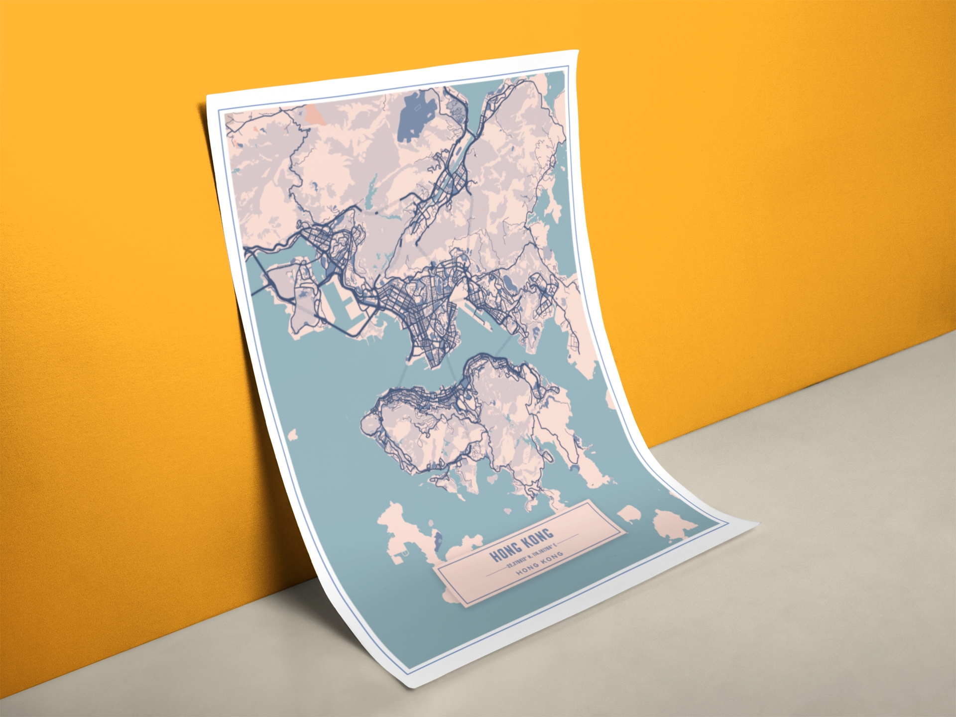 Stadtplan Hong Kong Poster